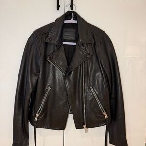 AllSaints Leather Biker Jacket | UK10 / US6 / EU38 | Black | Excellent Condition